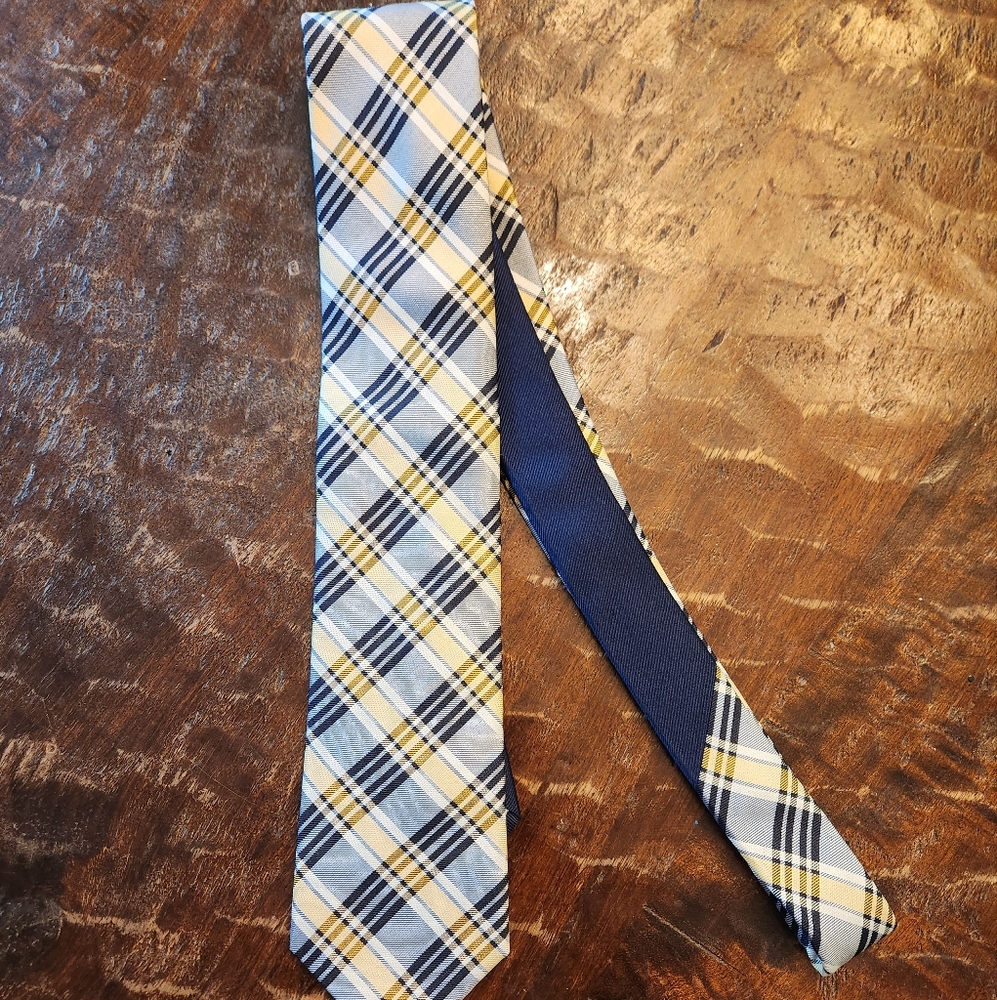 Tommy Hilfiger Mens Tie Necktie Designer Luxury Blue Yellow Plaid Businesscore